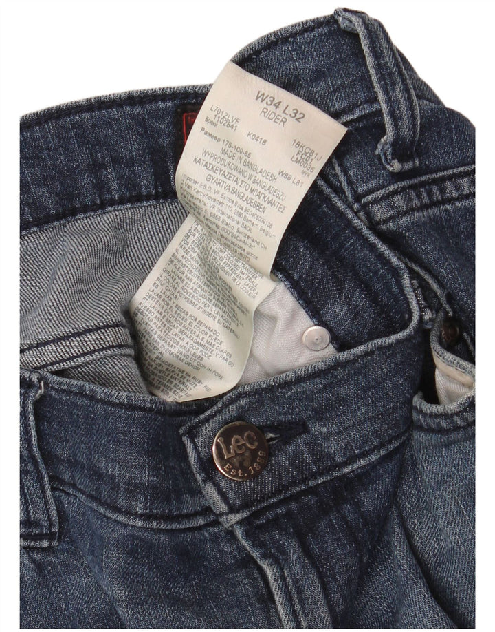 Lee Mens Rider Slim Jeans W34 L32 Blue Cotton
