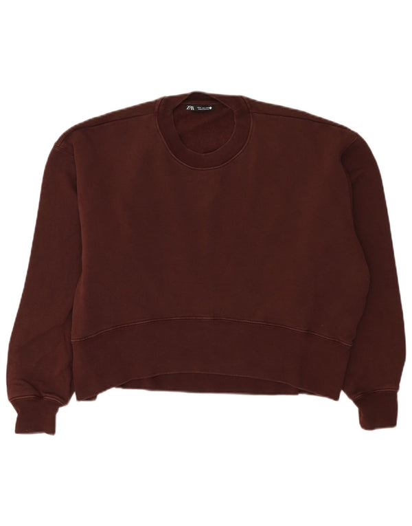 Zara Γυναικεία φούτερ μεγάλου μεγέθους Jumper UK 10 Small μπορντό βαμβακερό