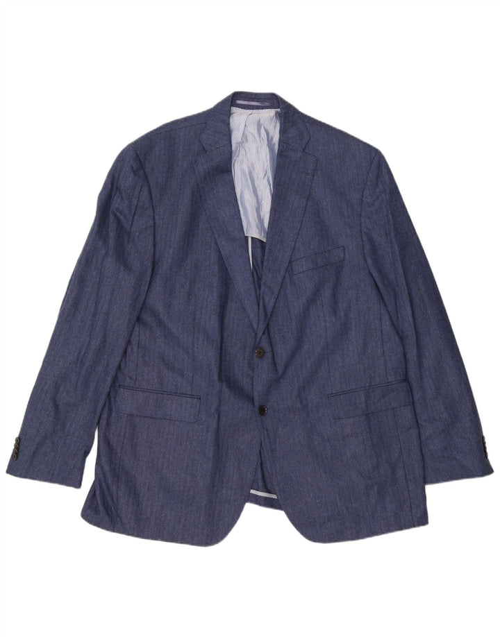 Guy Laroche Ανδρικό σακάκι 2 κουμπιών UK 42 XL Navy Blue ψαροκόκκαλο μετάξι