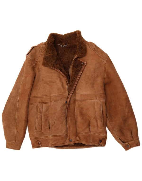 Ανδρικό Πολεμικό Shearling Jacket VINTAGE UK 40 Large Brown