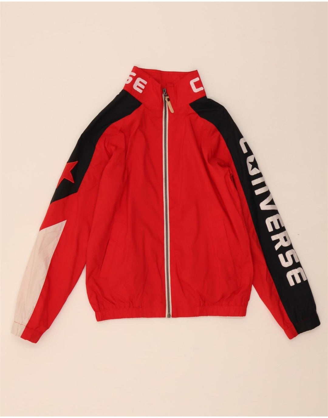 CONVERSE Girls Tracksuit Top Jacket 10-11 Years Medium  Red Colourblock Vintage Converse and Second-Hand Converse from Messina Hembry 