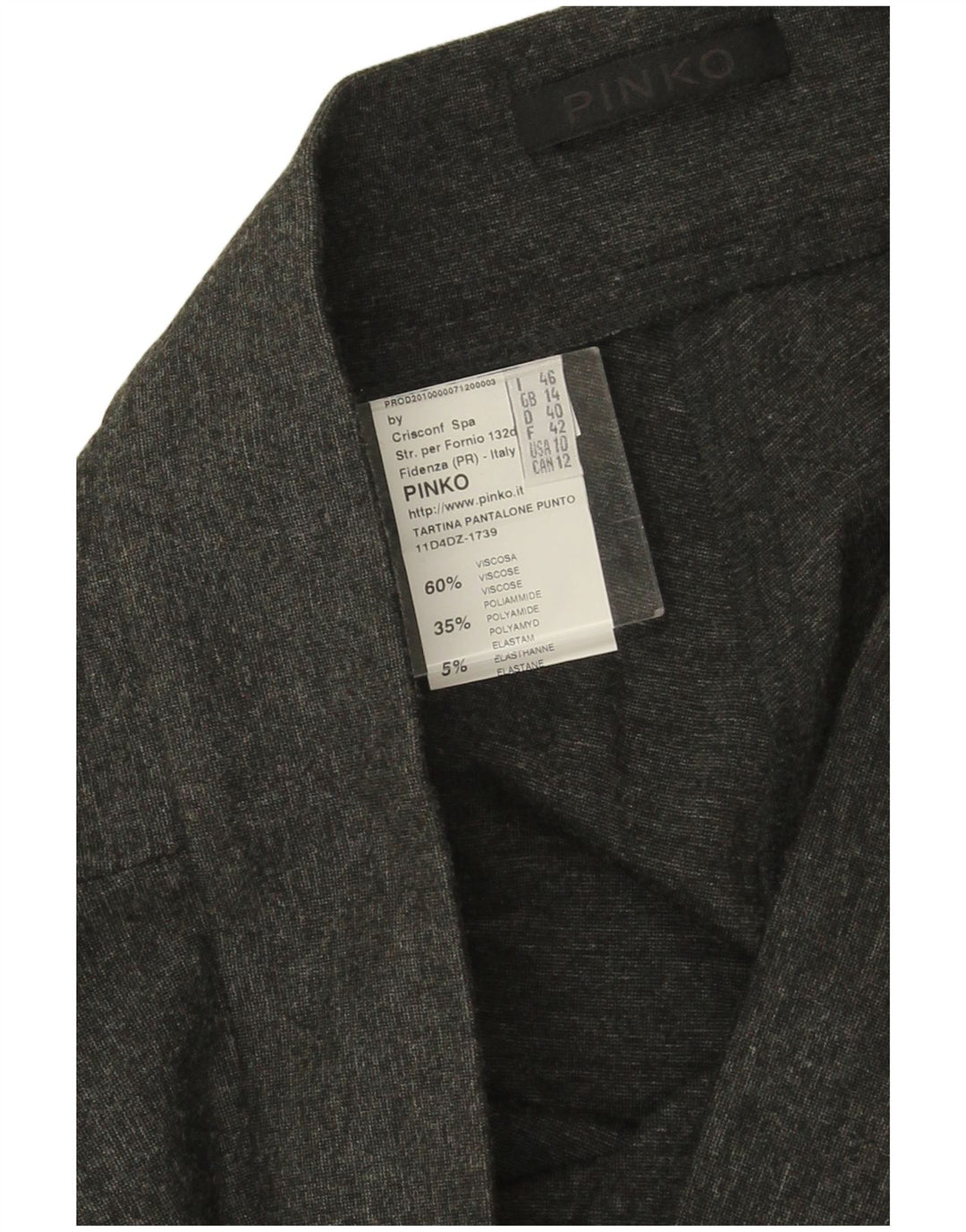 PINKO Γυναικείο Skinny Casual Παντελόνι UK 14 Large W30 L32 Grey Viscose