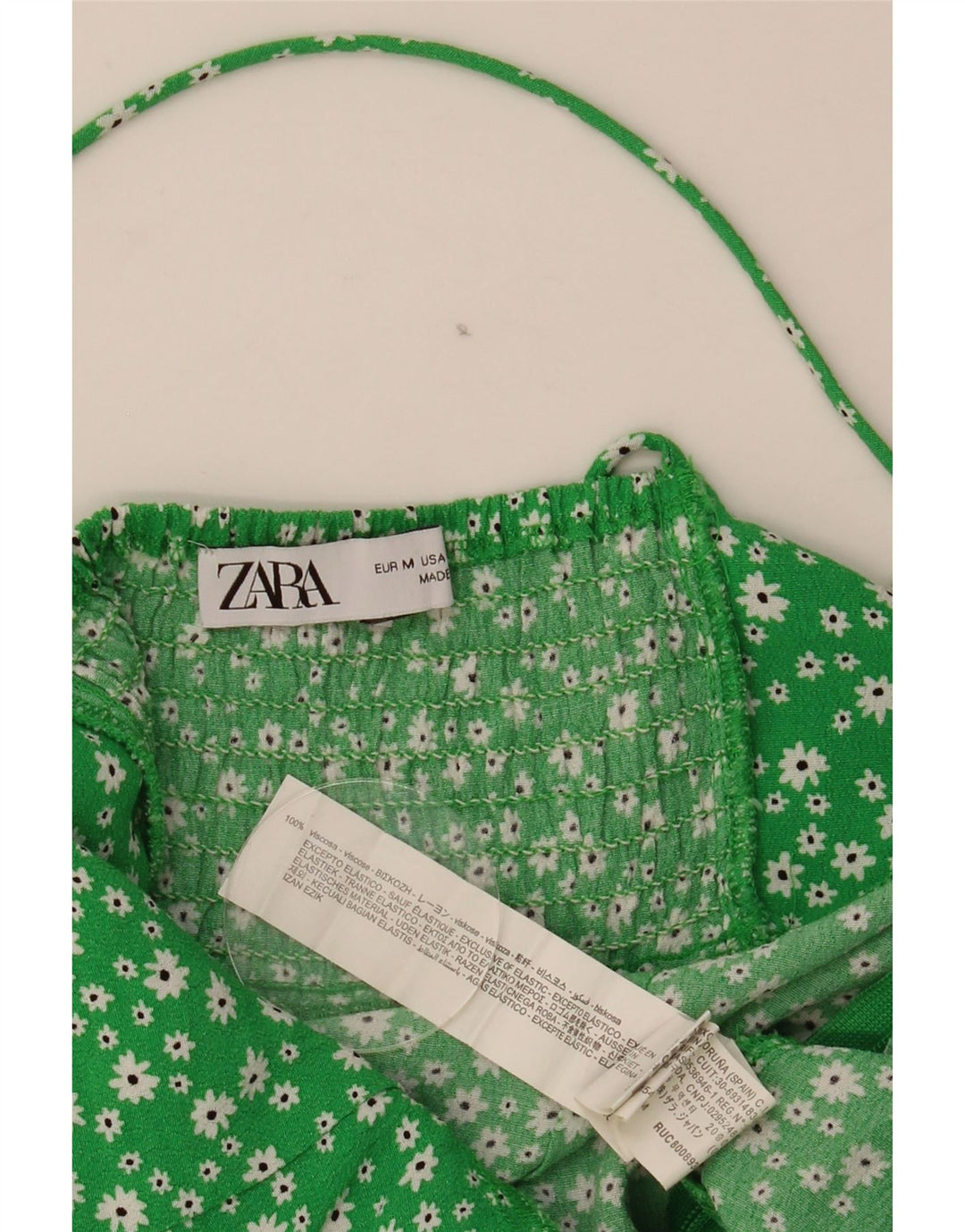 Zara Γυναικείο Sundress UK 12 Medium Green Floral Viscose