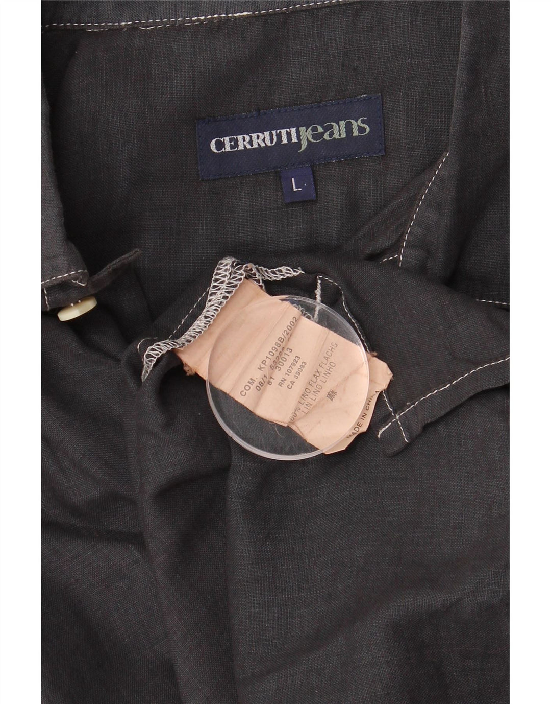 Ανδρικό κοντομάνικο πουκάμισο Cerruti Μεγάλο Navy Blue Flax