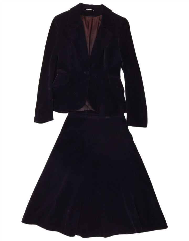 PIERRE D'ALBY Γυναικείο Κοτλέ 2 τεμαχίων Σετ Φούστα UK 10 Small W24 Navy Blue