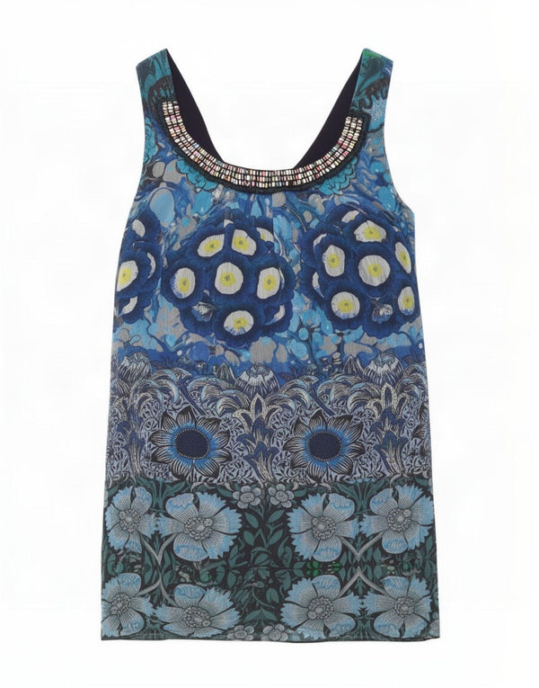 Γυναικείο αμάνικο τουνίκ φόρεμα Desigual EU 38 Medium Blue Floral Polyester