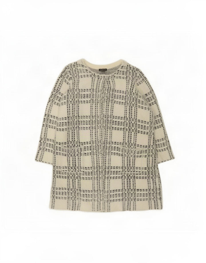 Marks & Spencer Γυναικεία ζακέτα Longline πουλόβερ UK 14 Medium White Check