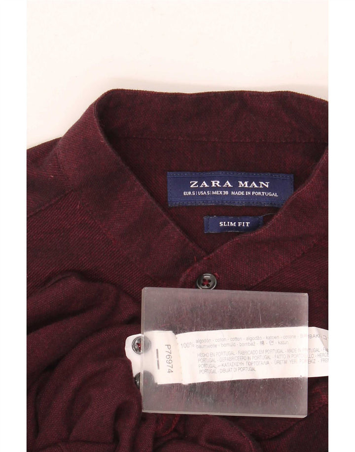 Ανδρικό πουκάμισο Zara Slim Fit Μικρό βαμβακερό καφέ
