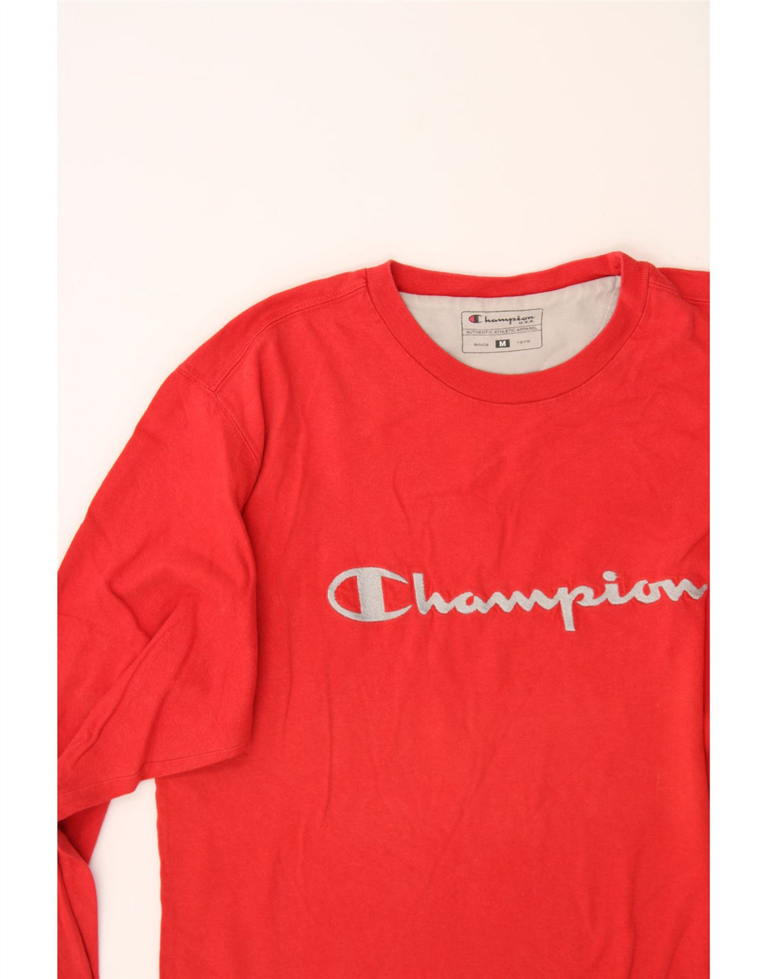 CHAMPION Mens Graphic Top Long Sleeve Medium Red Vintage Champion and Second-Hand Champion from Messina Hembry 