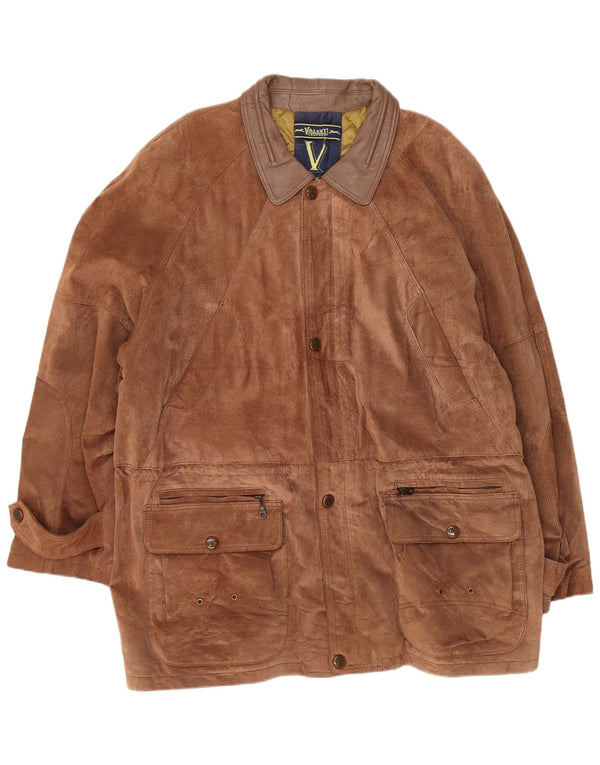VALENT Ανδρικό Suede Jacket EU 54 2XL Καφέ Δερμάτινο