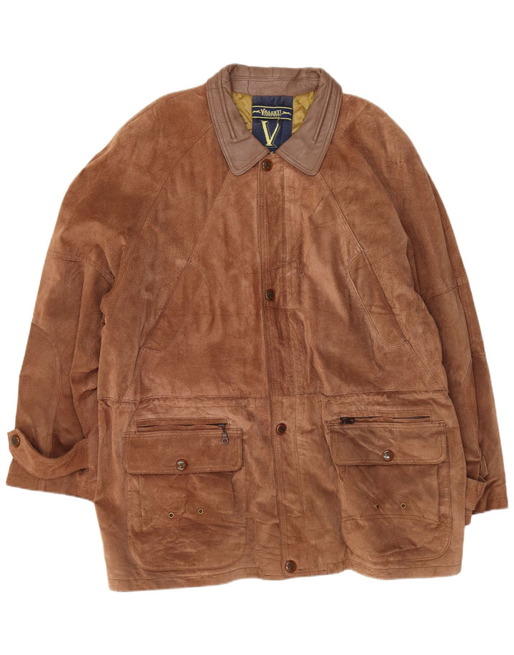 VALENT Ανδρικό Suede Jacket EU 54 2XL Καφέ Δερμάτινο