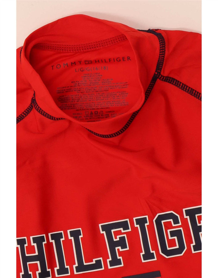 Tommy Hilfiger Boys Graphic T-Shirt Top 15-16 Years Large Red Polyester