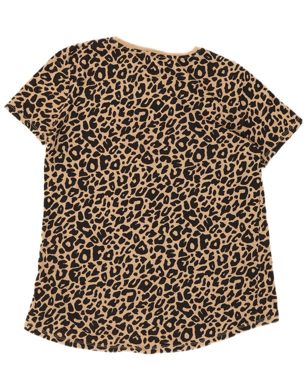 Zara Γυναικείο T-Shirt Top UK 10 Small Beige Animal print