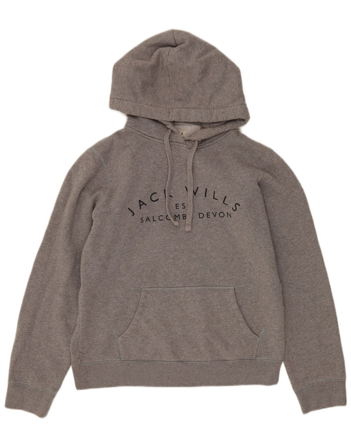 JACK WILLS Γυναικεία Salcombe Devon Oversized Hoodie Jumper UK 10 Small Grey