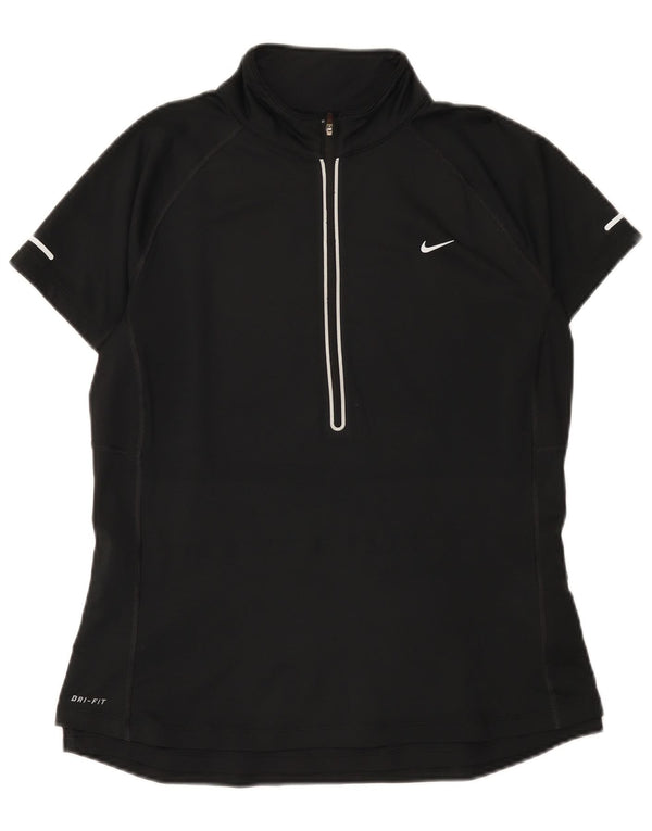 Nike γυναικείο μπλουζάκι με φερμουάρ Dri Fit UK 14 μεγάλο μαύρο πολυεστέρα