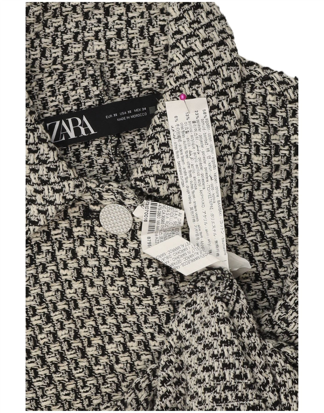 Zara Γυναικείο μπουφάν blazer UK 6 XS μαύρο βαμβακερό