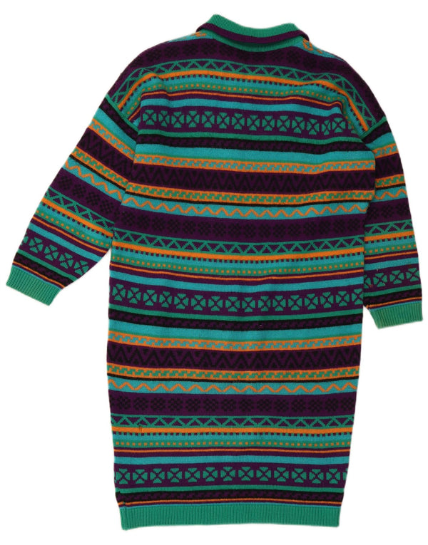 STEFANEL Γυναικείο πλεκτό μακρυμάνικο φόρεμα πόλο UK 14 Μεσαίο πράσινο γεωμετρικό