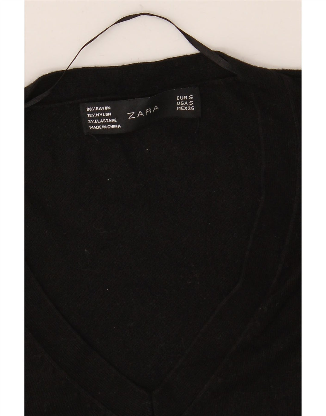 Zara Γυναικείο πουλόβερ με V λαιμόκοψη UK 10 Small Black
