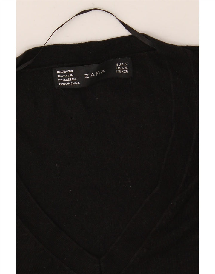 Zara Γυναικείο πουλόβερ με V λαιμόκοψη UK 10 Small Black