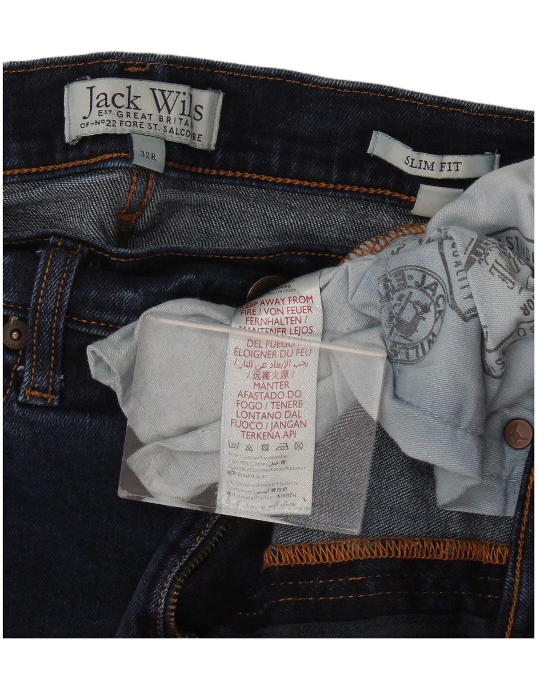 Jack Wills Ανδρικό Slim Jeans W32 L28 Navy Blue Cotton