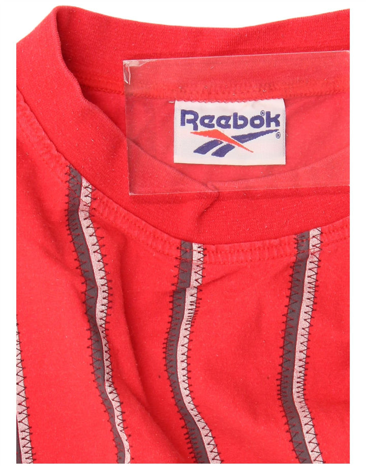 Ανδρικό T-Shirt Reebok Top Βαμβακερό μεσαίο κόκκινο ριγέ