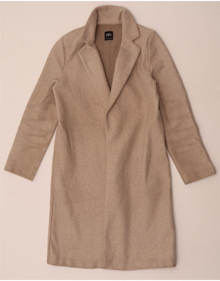 Zara Γυναικείο Πανωφόρι UK 12 Medium Beige Polyester