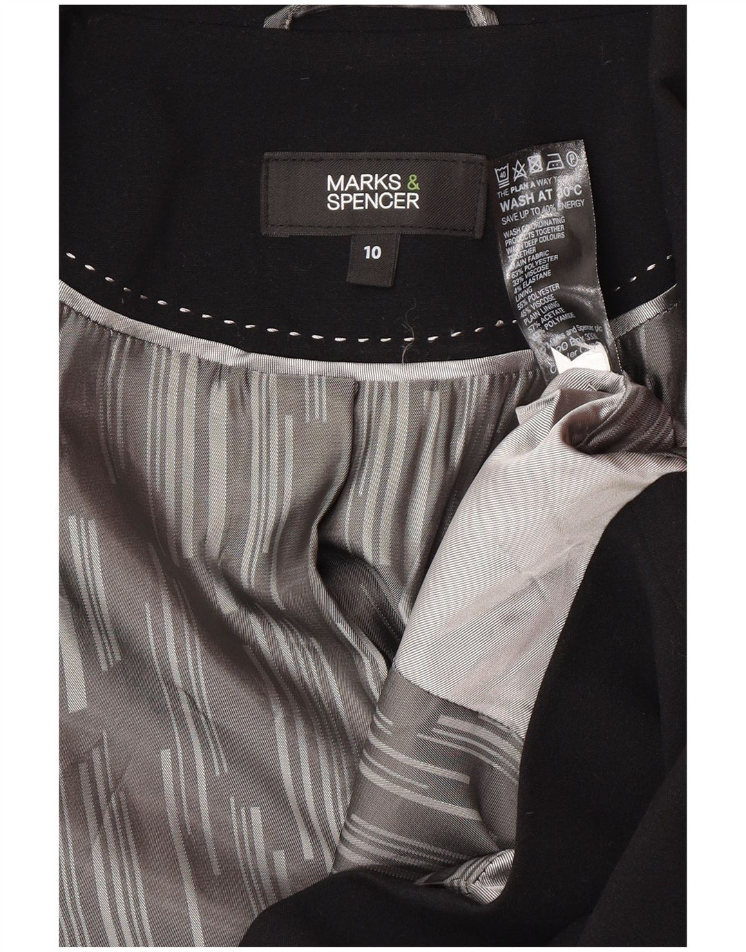 Marks & Spencer Γυναικείο μπουφάν σακάκι με 1 κουμπί UK 10 μικρό μαύρο πολυεστέρα