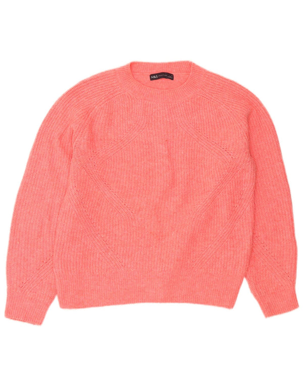 Marks & Spencer Γυναικείο πουλόβερ με λαιμόκοψη Crop Crew UK 10 Small Pink