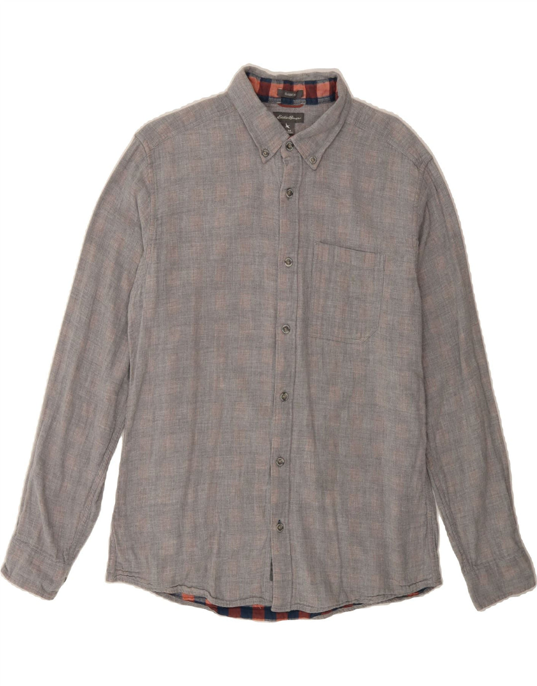 EDDIE BAUER Mens Classic Fit Shirt Medium Grey Check Cotton Vintage Eddie Bauer and Second-Hand Eddie Bauer from Messina Hembry 