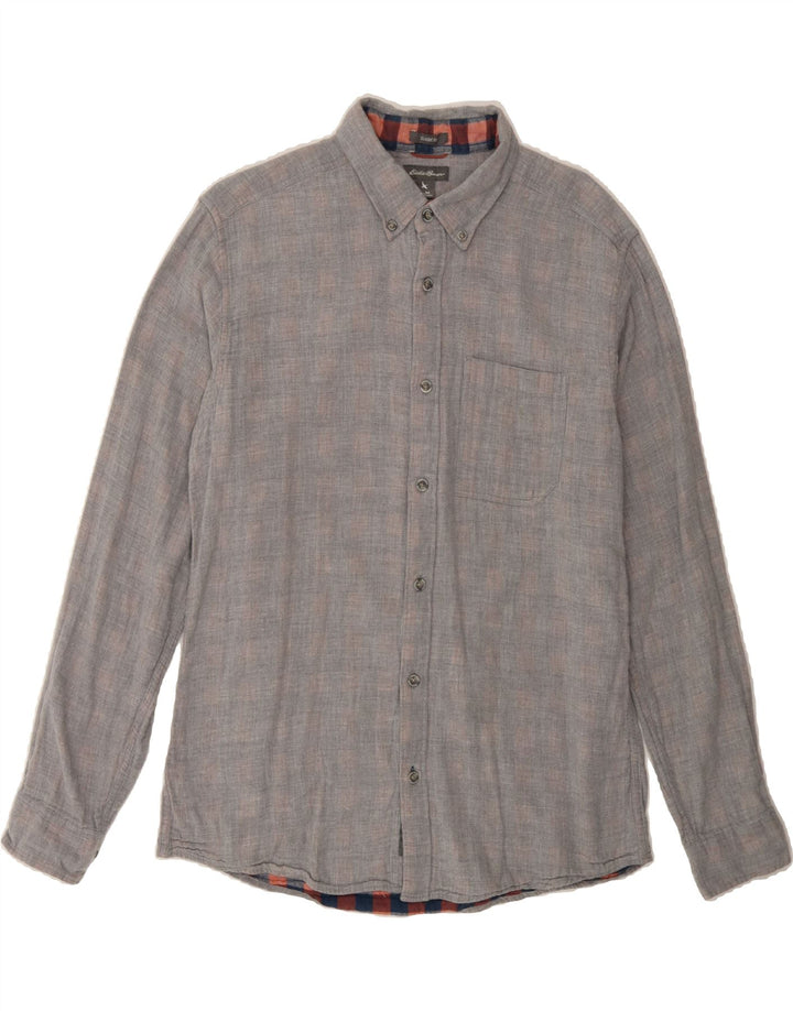 EDDIE BAUER Mens Classic Fit Shirt Medium Grey Check Cotton Vintage Eddie Bauer and Second-Hand Eddie Bauer from Messina Hembry 