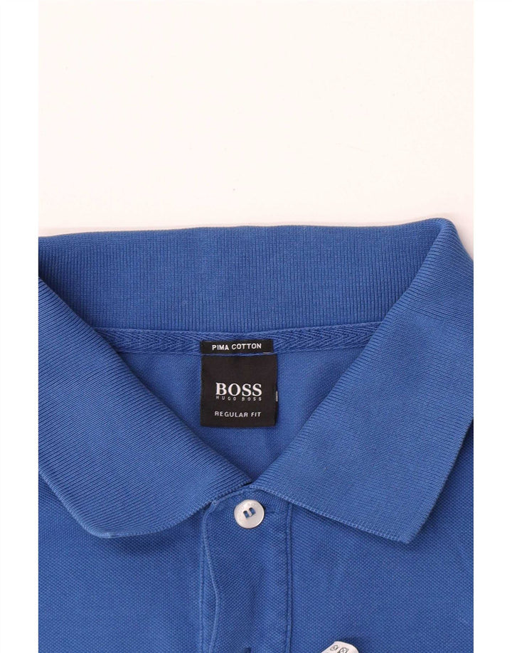 Ανδρικό μπλουζάκι πόλο Hugo Boss με κανονική εφαρμογή, μεγάλο μπλε βαμβακερό