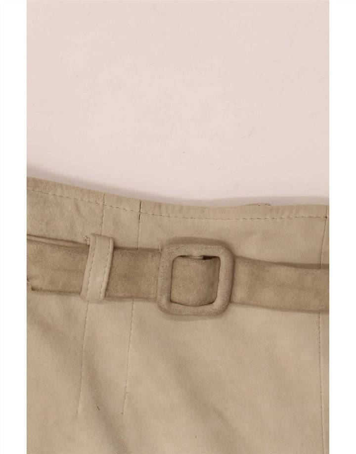 Luna Γυναικεία Suede Φούστα A-Line W28 Medium Beige δέρμα