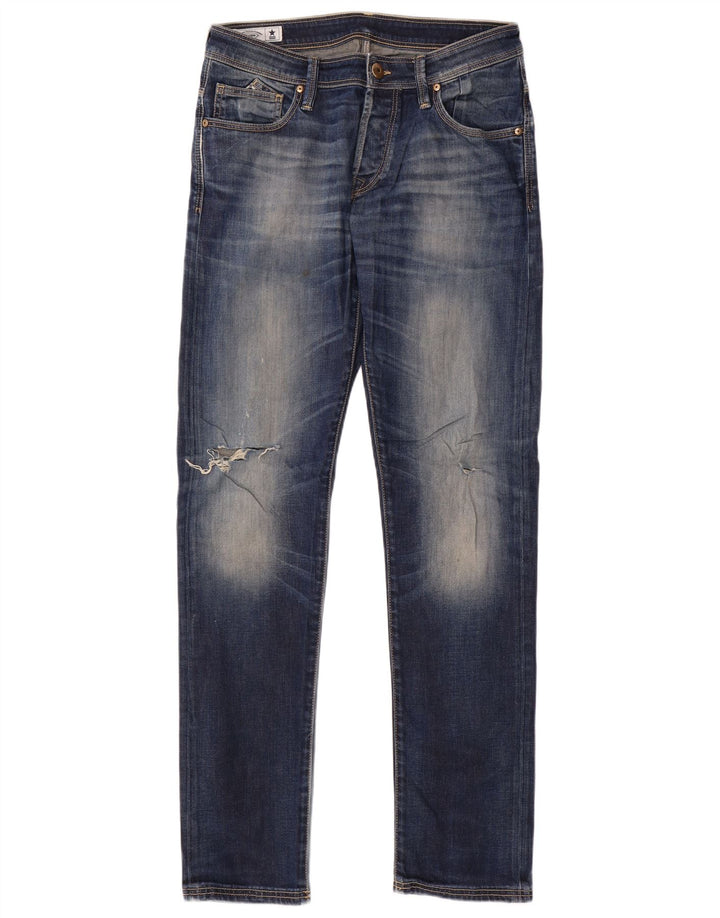Ανδρικό Uniform Graphic Distressed Slim Jeans W32 L33 Μπλε βαμβακερό