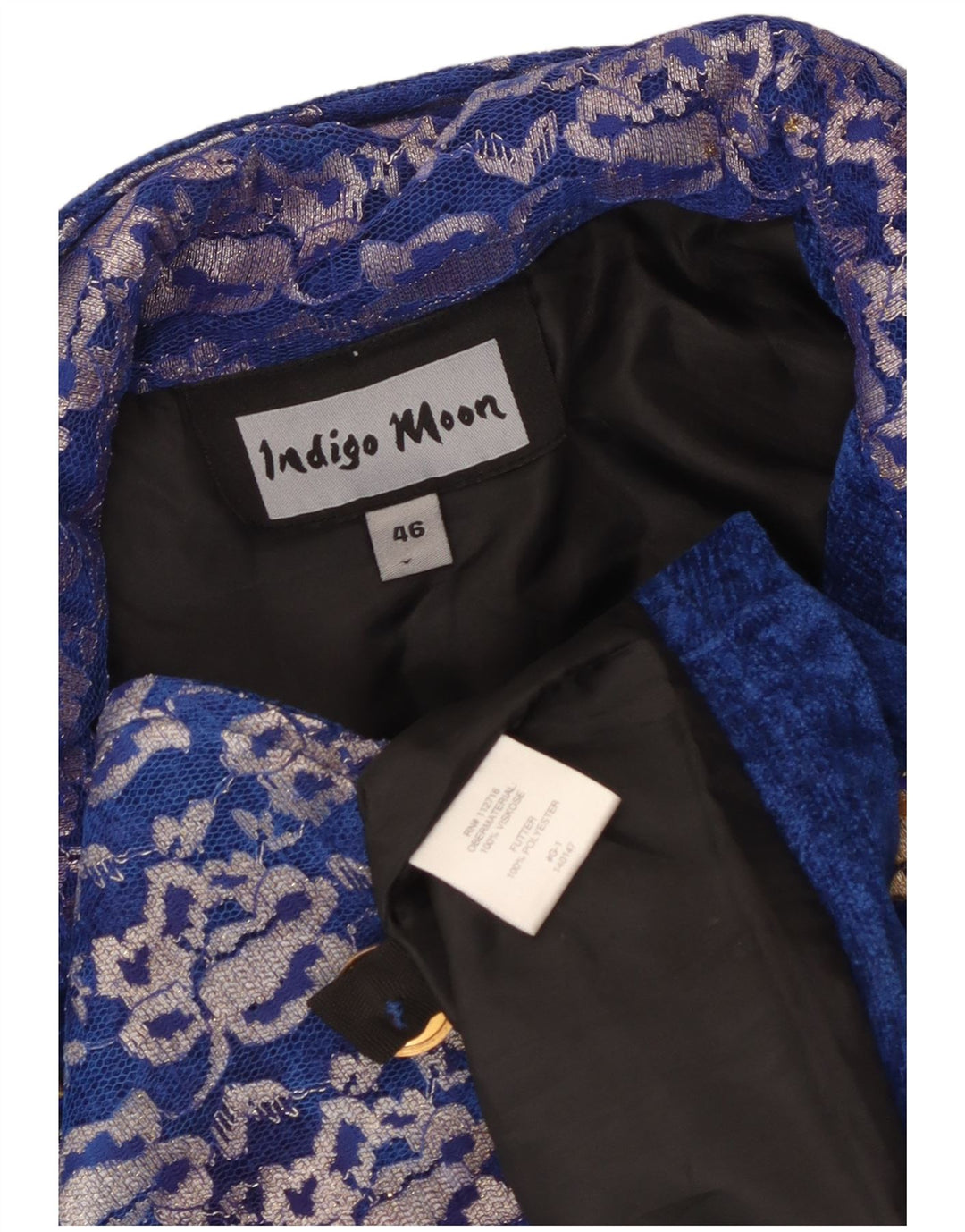 Indigo Moon Γυναικείο τζάκετ blazer IT 46 μεγάλο μπλε φλοράλ βισκόζη