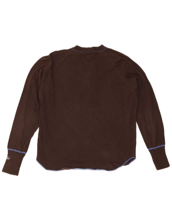 Γυναικείο πουλόβερ DIESEL με κουμπιά λαιμόκοψη UK 14 μεσαίο καφέ βαμβακερό