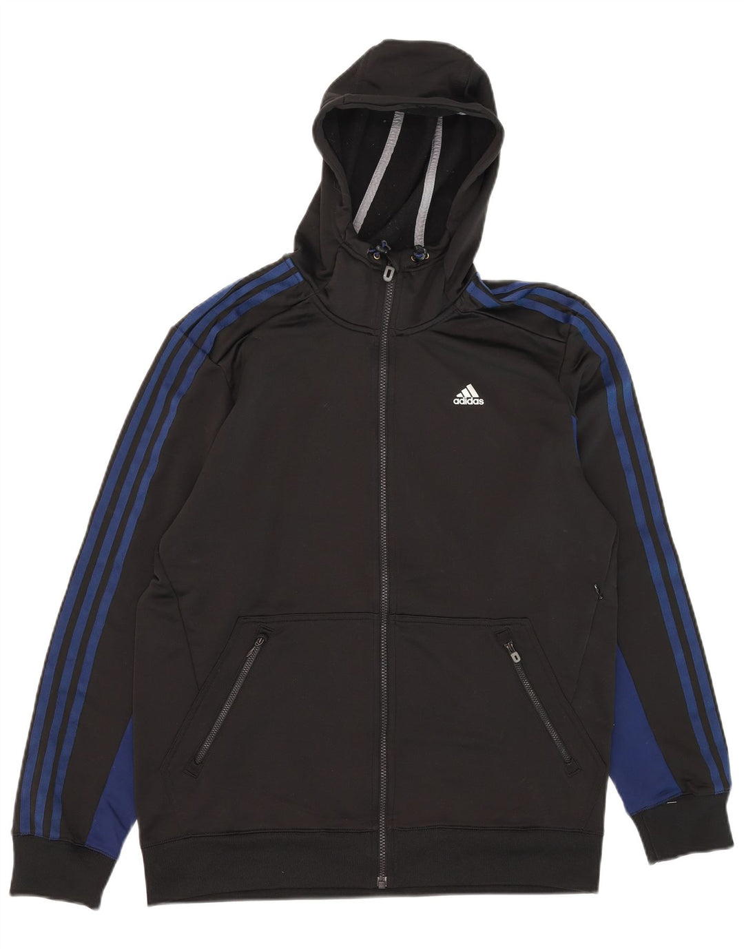 Ανδρικό πουλόβερ Adidas Climalite με φερμουάρ με κουκούλα μεσαίου μαύρου πολυεστέρα