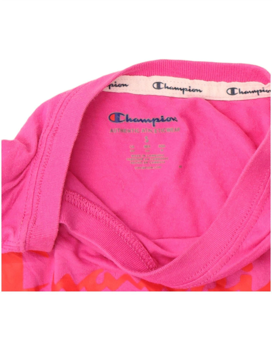 CHAMPION Γυναικείο Crop Graphic T-Shirt Top UK 10 Small Pink