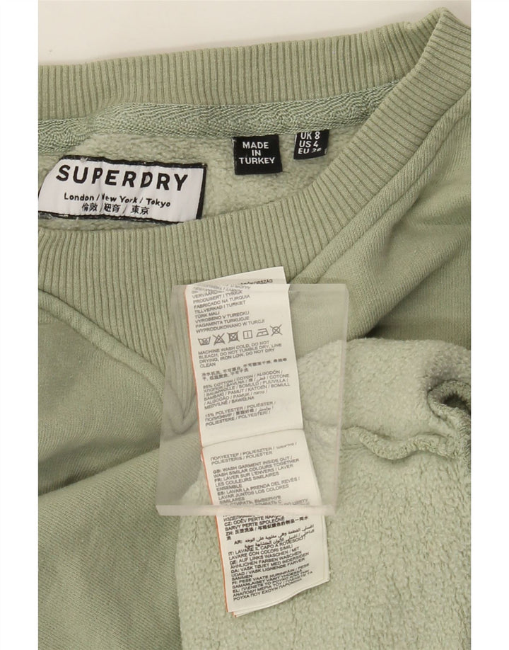 Superdry Γυναικεία γραφική μπλούζα μεγάλου μεγέθους Jumper UK 8 Μικρό πράσινο βαμβακερό