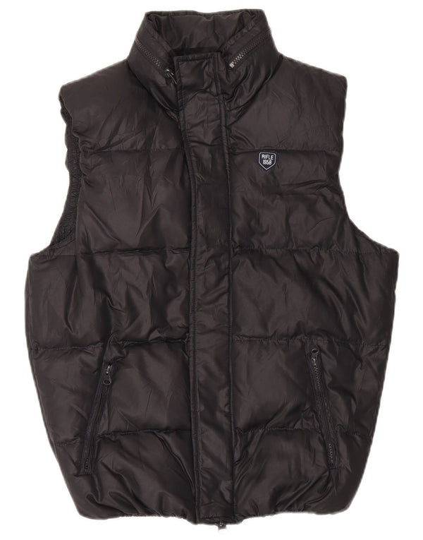 Rifle Mens Hooded Padded Gilet UK 36 Small Black Polyester