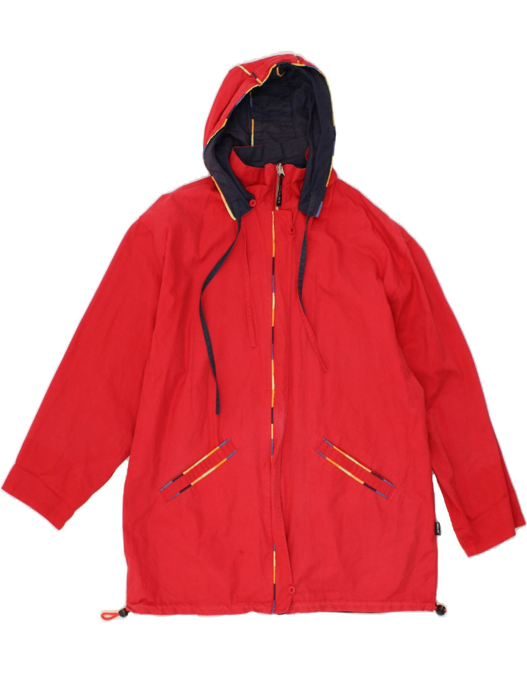 HIMALAYA Womens Oversized Hooded Reversible Jacket UK 14 Medium Red Cotton Vintage Himalaya and Second-Hand Himalaya from Messina Hembry 