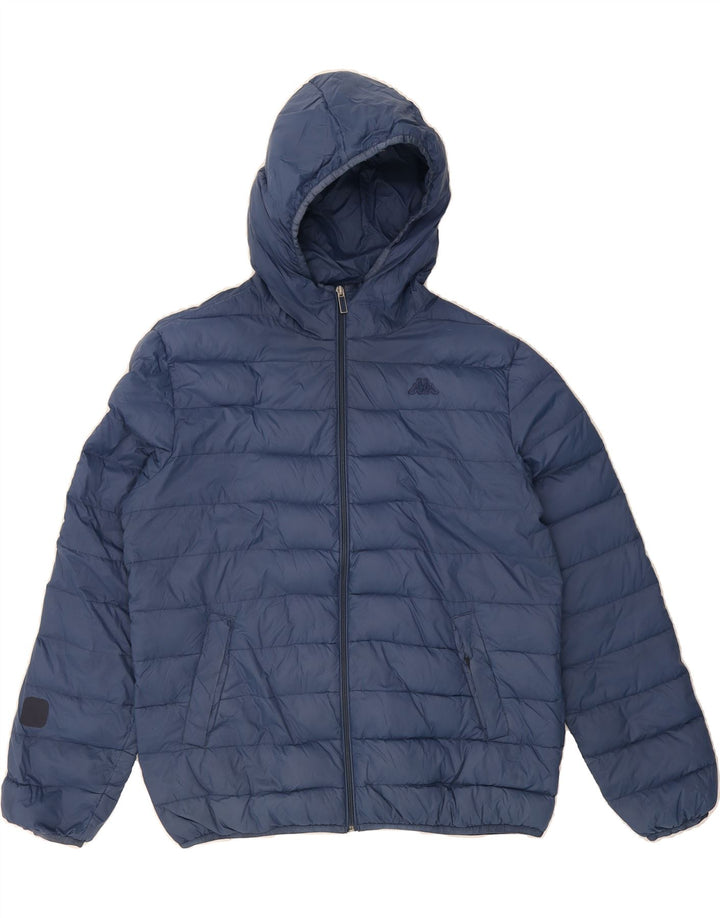 KAPPA Mens Hooded Padded Jacket UK 42 XL Blue Polyamide Vintage Kappa and Second-Hand Kappa from Messina Hembry 