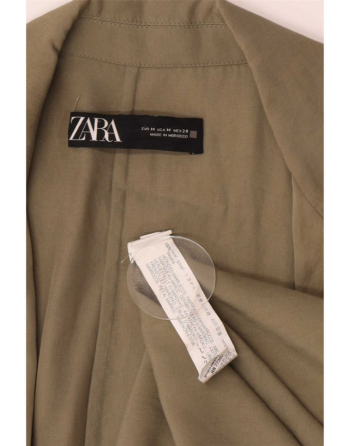 Zara Γυναικείο ανοιχτό πανωφόρι UK 14 Medium Khaki Lyocell