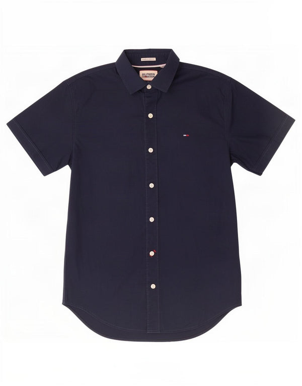 Tommy Hilfiger Mens Short Sleeve Shirt Small Navy Blue Cotton