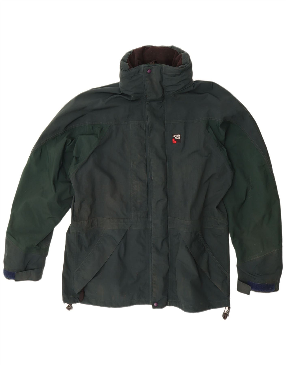 SPRAYWAY Ανδρικό μπουφάν βροχής με κουκούλα UK 38 Medium Green Polyamide