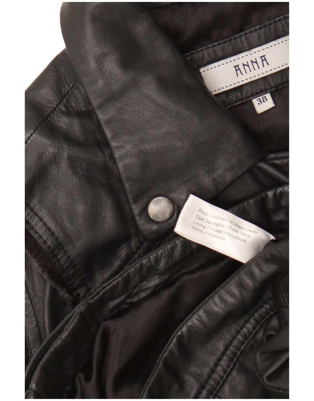 Anna Womens Biker Leather Gilet EU 38 Medium Black Leather