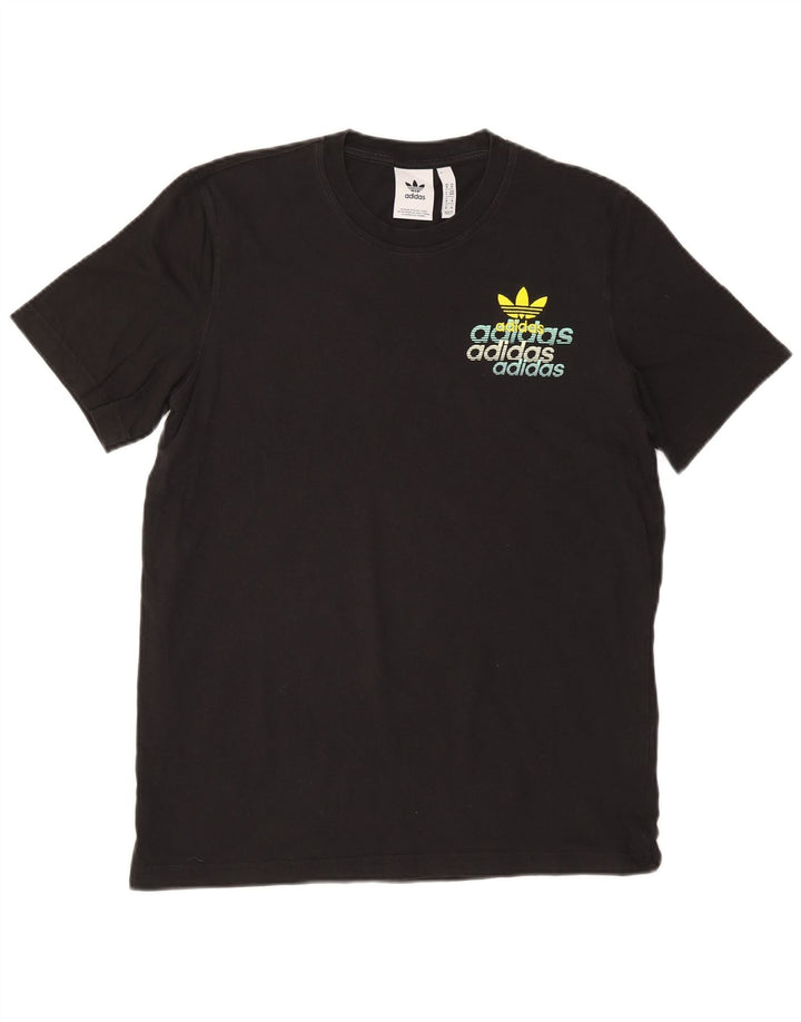 Ανδρικό γραφικό T-Shirt ADIDAS Top Μεσαίο μαύρο βαμβακερό