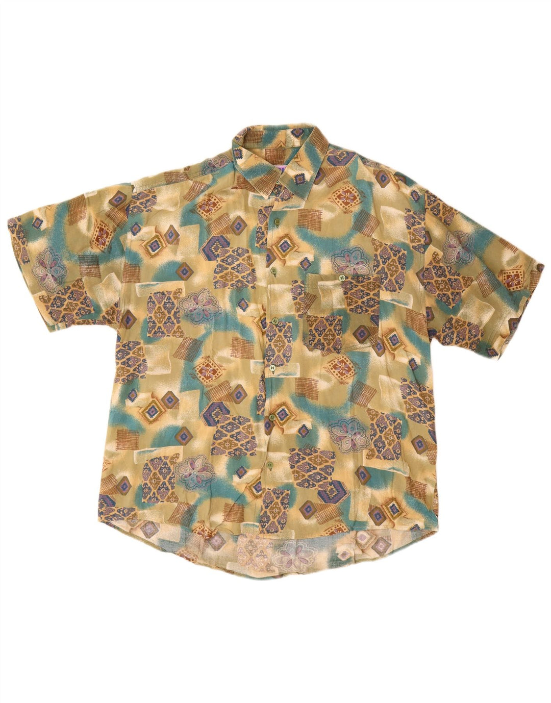 Ανδρικό κοντομάνικο πουκάμισο Basic XL Πολύχρωμο Γεωμετρικό