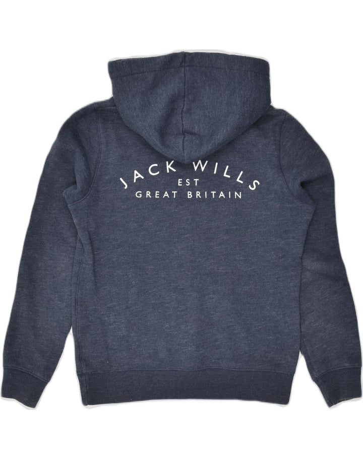 JACK WILLS Womens Graphic Hoodie Jumper UK 10 Small Navy Blue Cotton | Vintage Jack Wills | Thrift | Second-Hand Jack Wills | Used Clothing | Messina Hembry 