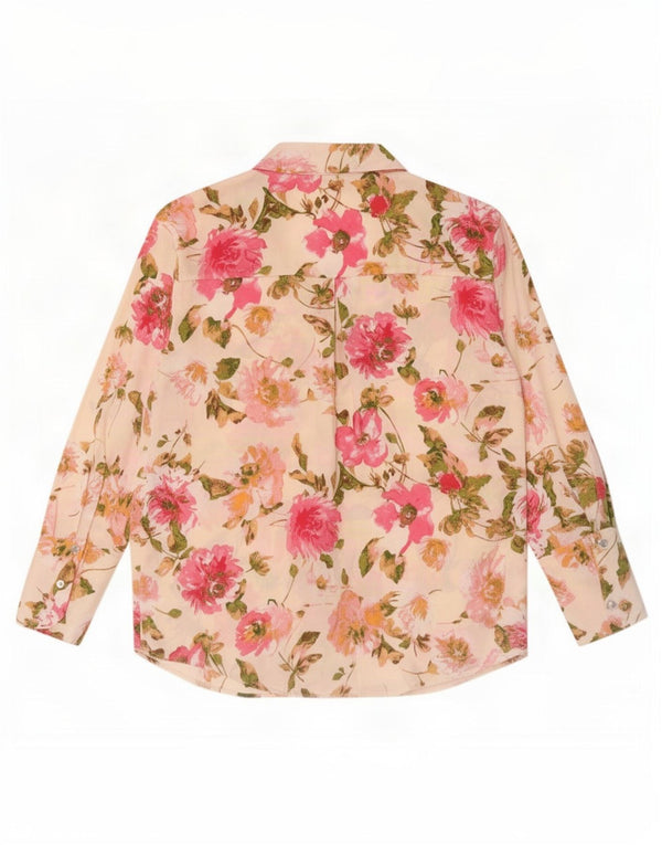 Zara Γυναικείο πουκάμισο Oversized Μπλούζα UK 10 Small Off White Floral Polyester