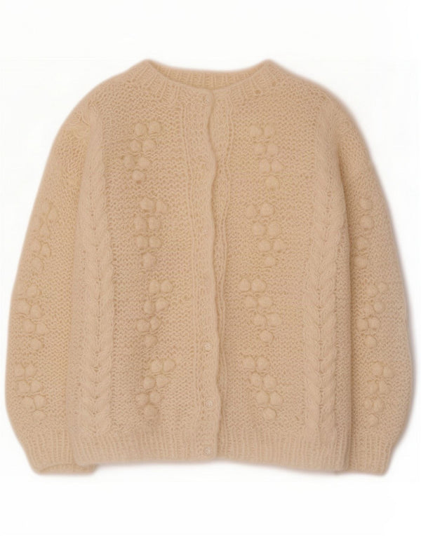Γυναικείο πουλόβερ με ζακέτα Vintage UK 14 Medium Off White Novelty